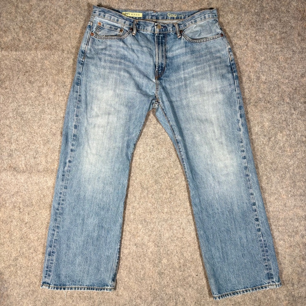 Gap Relaxed Jeans Mens 34x30 Blue Stone Wash Straight Leg Denim 180279-00